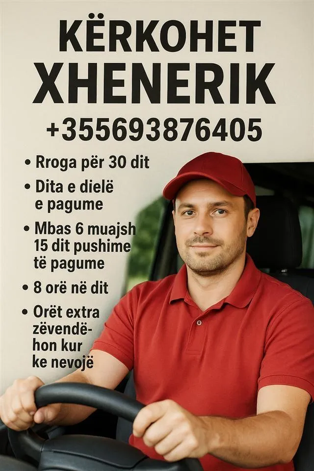 Ofrohet pune per Xhenerik ne Shkoder